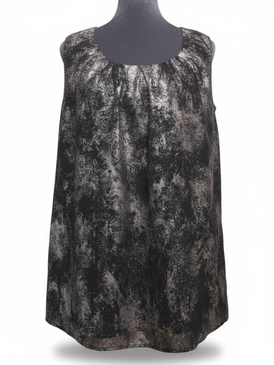 Michael Kors Tops - MICHAEL Michael Kors Silver Black Metallic Pleated Blouse 1X Cocktail Glam